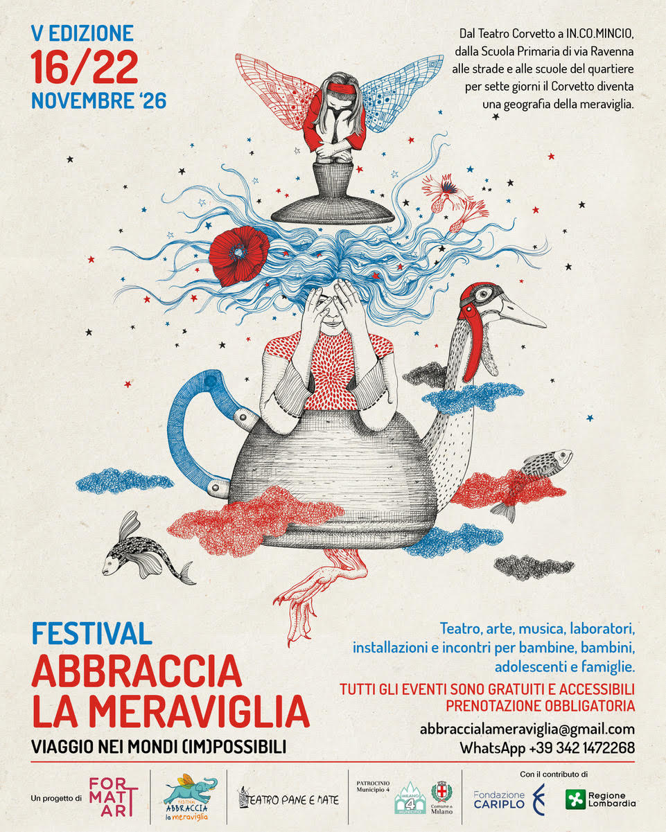 Locandina della V edizione del Festival Abbraccia la Meraviglia, dal 16 al 22 novembre 2026 a Milano Corvetto.